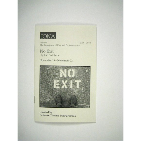 No Exit Show Program 2009 Iona Department Performing Arts New York Theatre - Picture 1 of 3